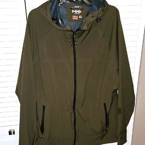 HAWKE & CO. (HK PERFORMANCE) BLACK FOREST OLIVE GREEN RAIN JACKET sz XL